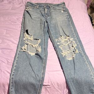 American Eagle Outfitters Light Blue Ripped Boyfriend Jeans